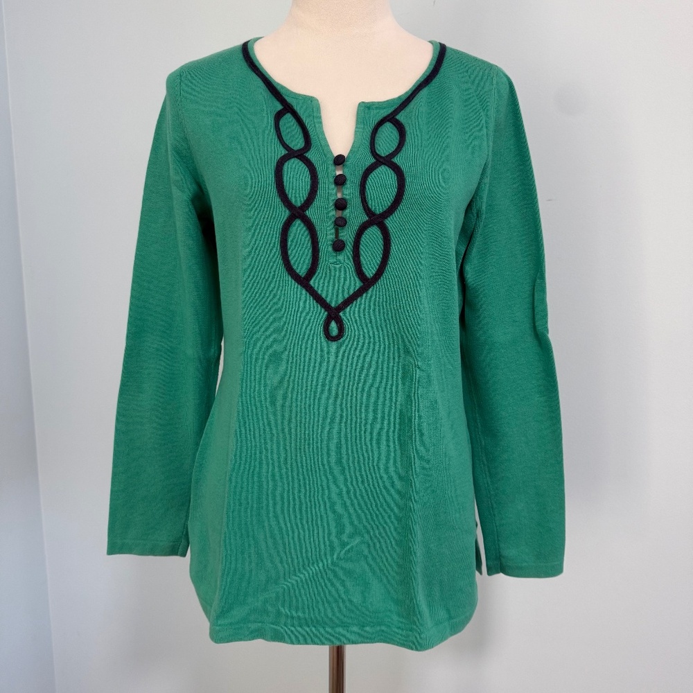Vineyard Vines Women’s Sweater Tunic Green‎ Wool Blend Slit Size M